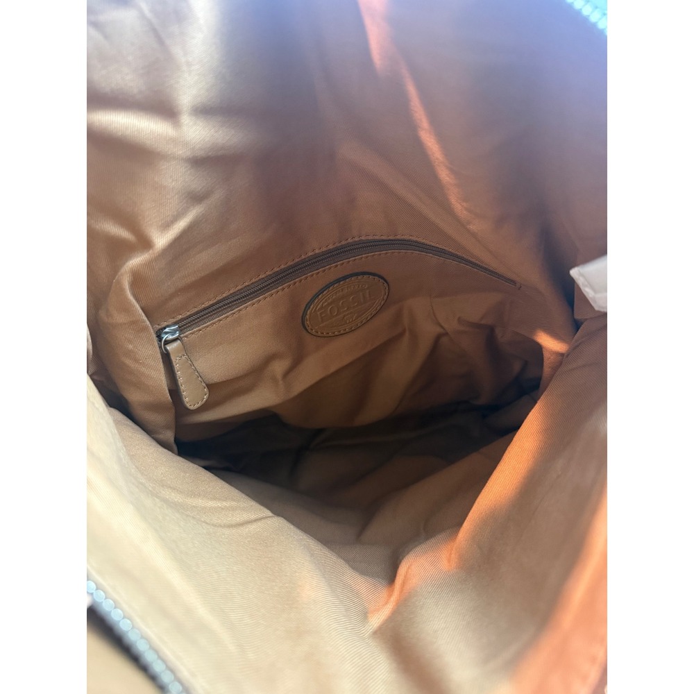Fossil Y2K Camel Brown Leather Utility Tote Cargo Pocket Crossbody Bag - Picture 12 of 16